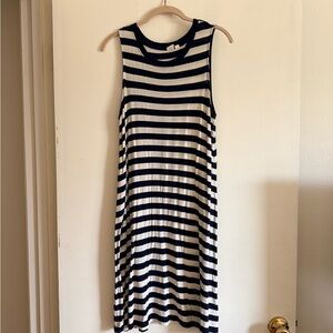 GAP Navy and White Striped Midi Dress